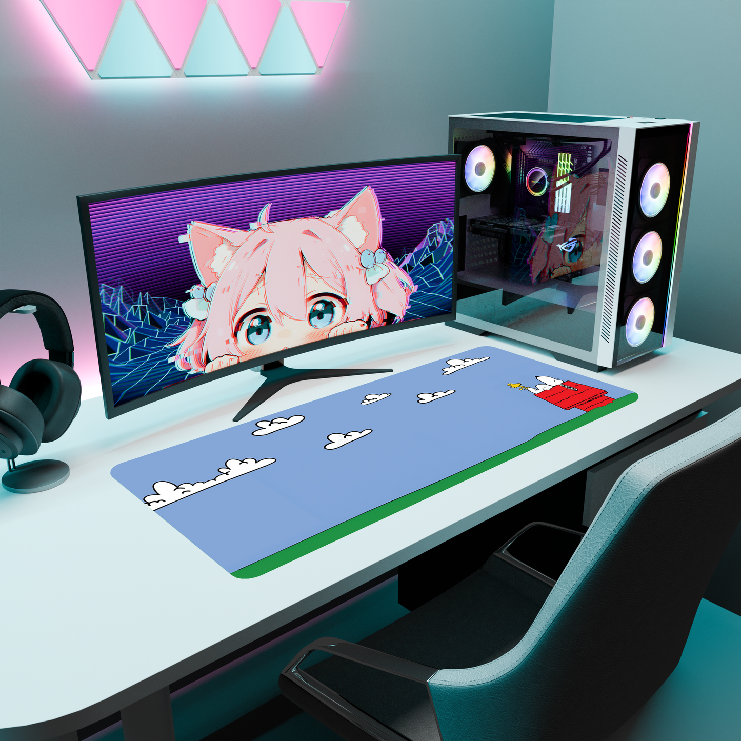 The "Cozy Doggo" Kawaii  Deskmat | Style B