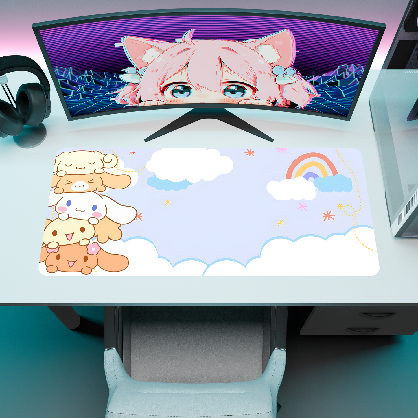 The "Cloudy Pup" Kawaii Deskmat | Style C